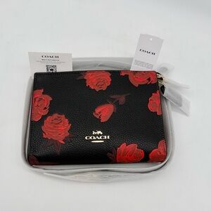 Coach Slim Crossbody Bag With Floral Print Black Red